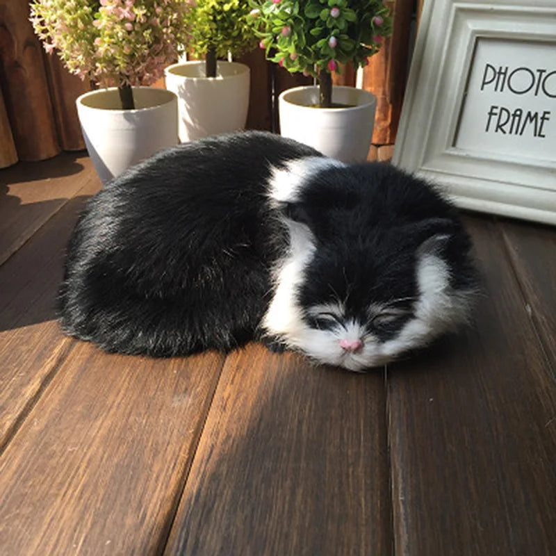 Lifelike Realistic Sleeping Cat Plush Toy