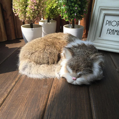 Lifelike Realistic Sleeping Cat Plush Toy