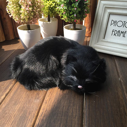 Lifelike Realistic Sleeping Cat Plush Toy
