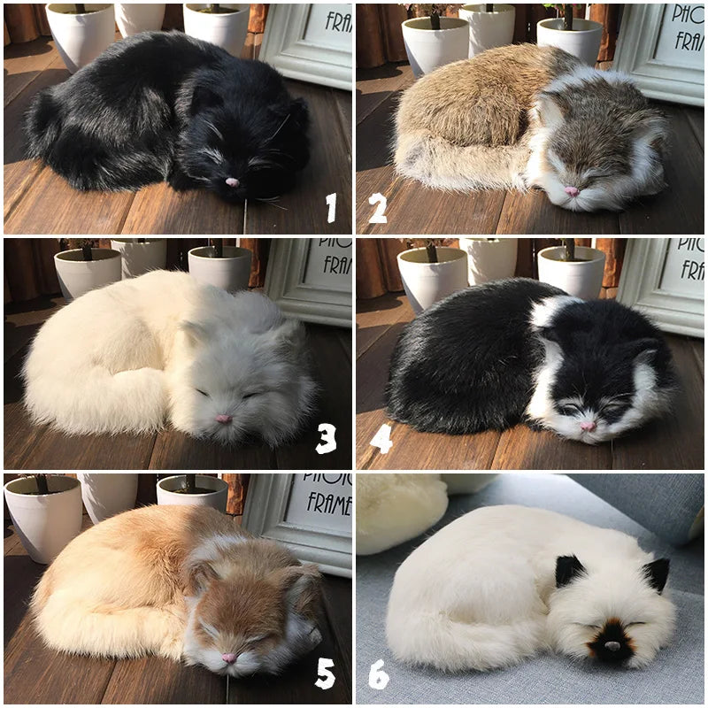 Lifelike Realistic Sleeping Cat Plush Toy