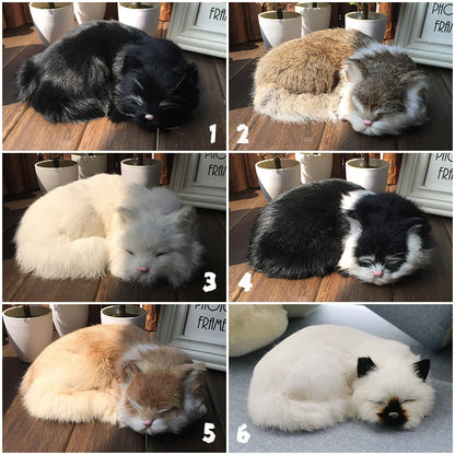 Lifelike Realistic Sleeping Cat Plush Toy