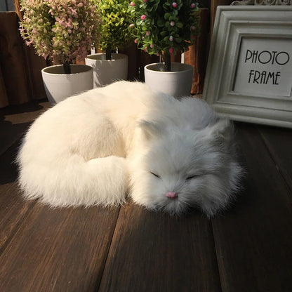 Lifelike Realistic Sleeping Cat Plush Toy