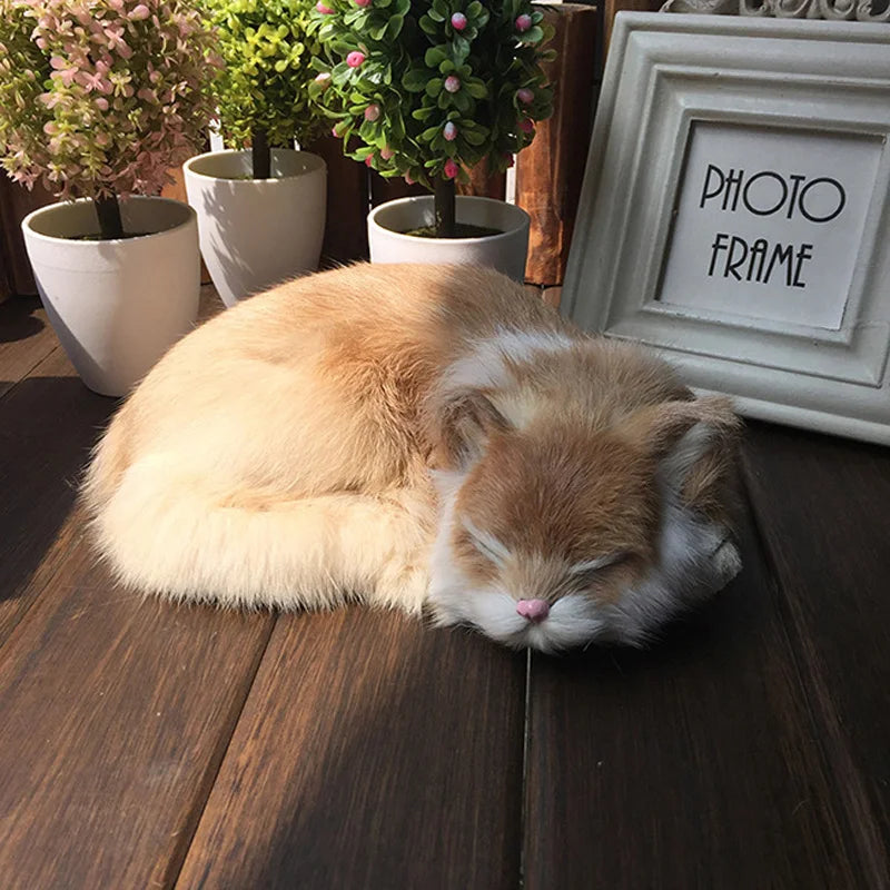 Lifelike Realistic Sleeping Cat Plush Toy