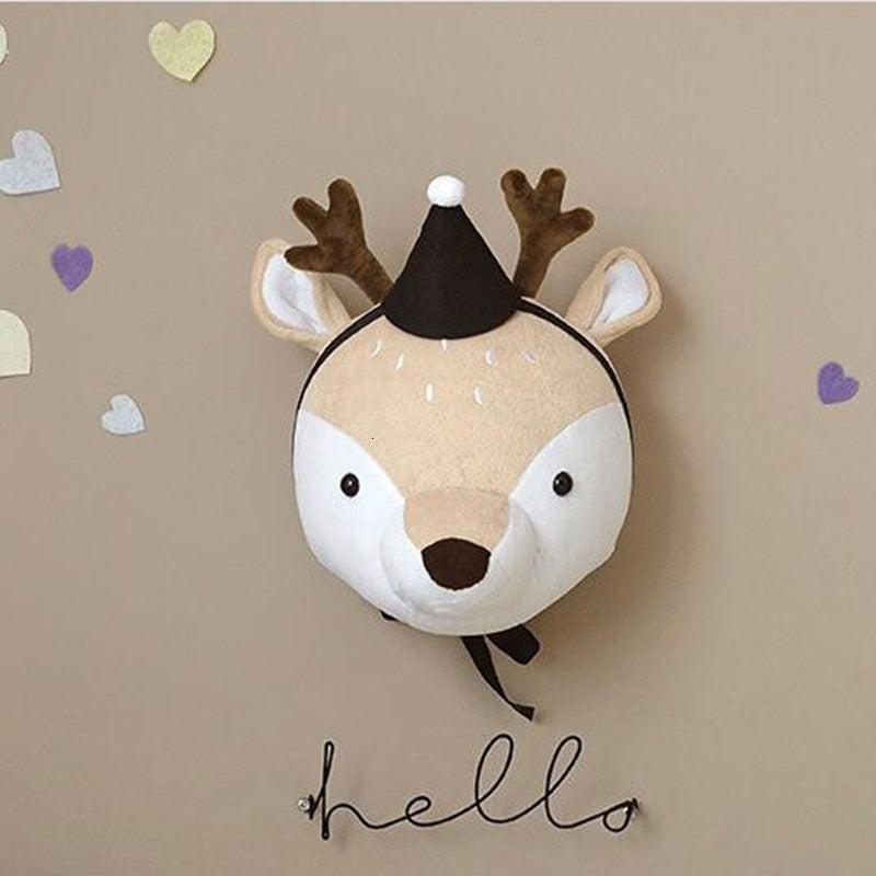 Animal Head Wall Decor Stuffed Animal Plush Toy