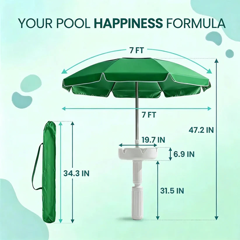 🔥Hot Sale 50% OFF🎁Portable Sun Umbrella with Pool Bar Table, Cup Holder, and Phone Holder