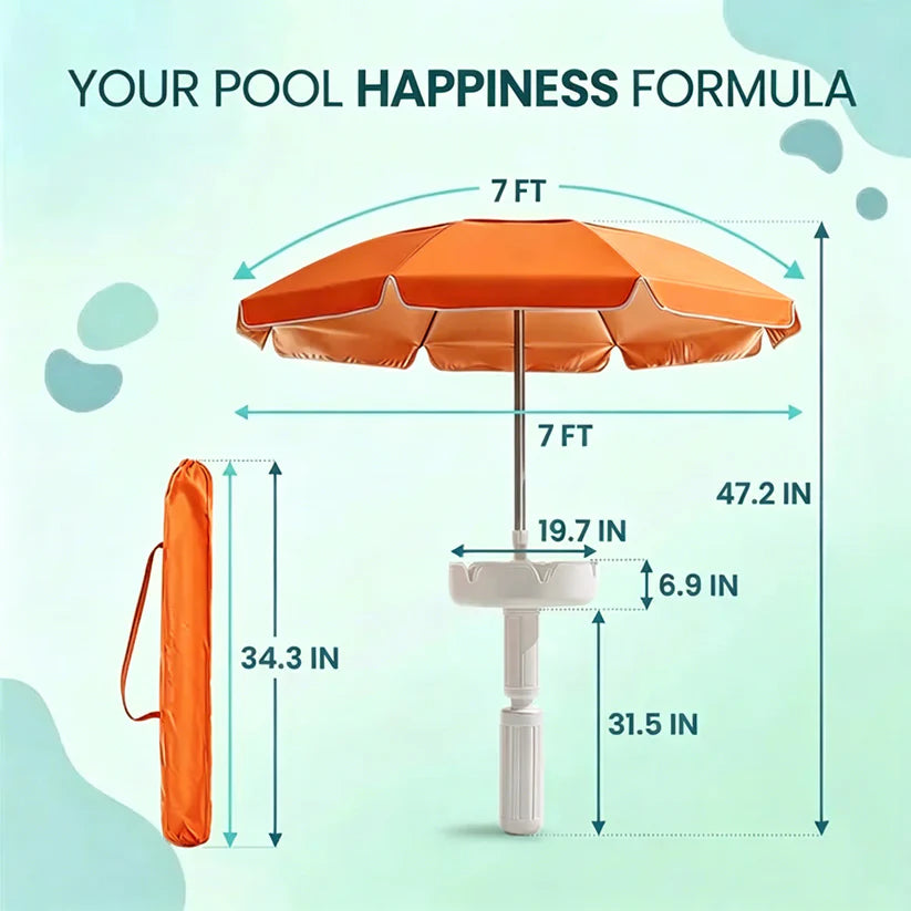 🔥Hot Sale 50% OFF🎁Portable Sun Umbrella with Pool Bar Table, Cup Holder, and Phone Holder
