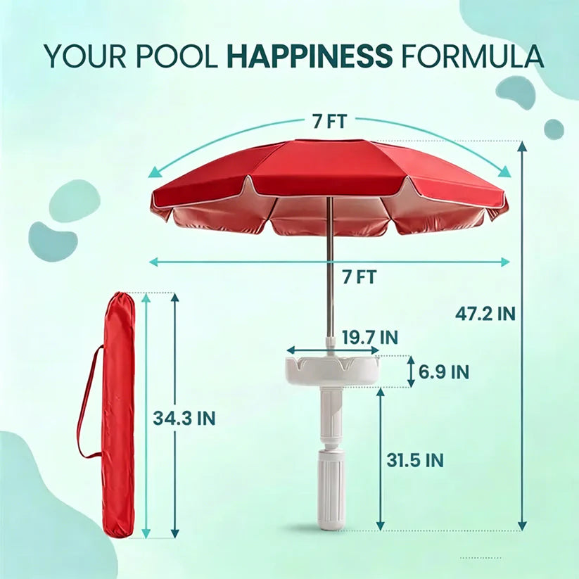 🔥Hot Sale 50% OFF🎁Portable Sun Umbrella with Pool Bar Table, Cup Holder, and Phone Holder
