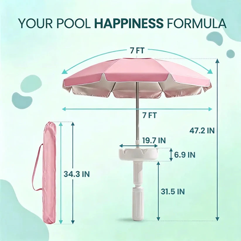 🔥Hot Sale 50% OFF🎁Portable Sun Umbrella with Pool Bar Table, Cup Holder, and Phone Holder