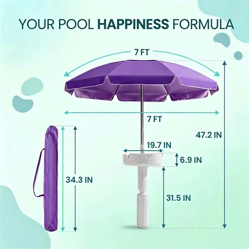 🔥Hot Sale 50% OFF🎁Portable Sun Umbrella with Pool Bar Table, Cup Holder, and Phone Holder