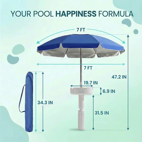 🔥Hot Sale 50% OFF🎁Portable Sun Umbrella with Pool Bar Table, Cup Holder, and Phone Holder
