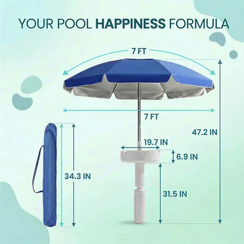 🔥Hot Sale 50% OFF🎁Portable Sun Umbrella with Pool Bar Table, Cup Holder, and Phone Holder