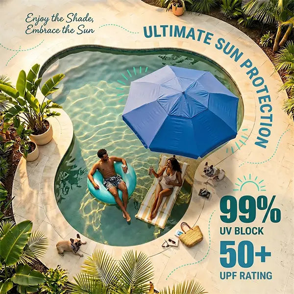 🔥Hot Sale 50% OFF🎁Portable Sun Umbrella with Pool Bar Table, Cup Holder, and Phone Holder