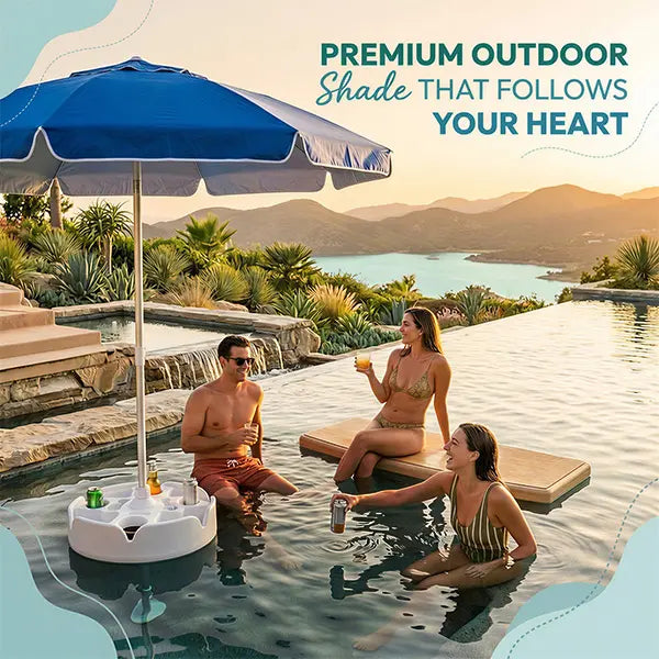 🔥Hot Sale 50% OFF🎁Portable Sun Umbrella with Pool Bar Table, Cup Holder, and Phone Holder
