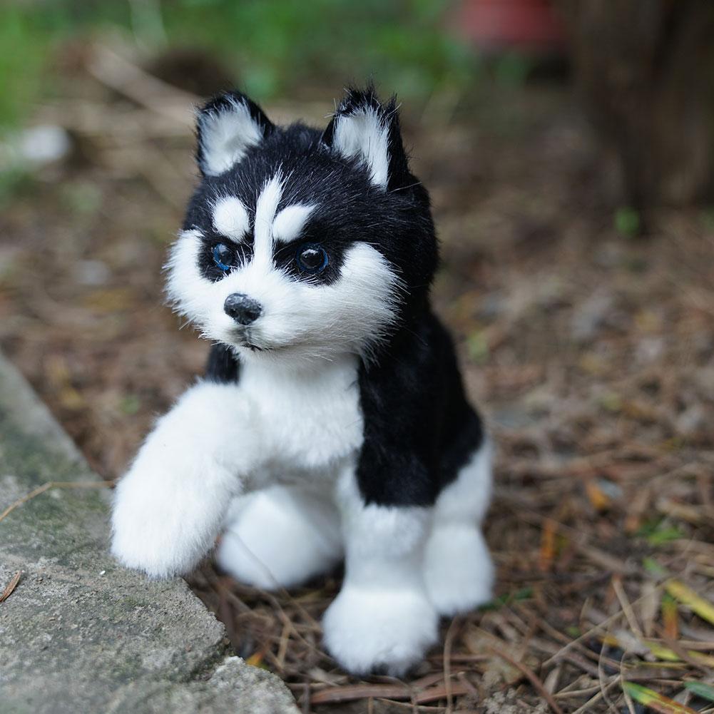 Realistic White Siberian Husky Dog Plush Stuffed Toy