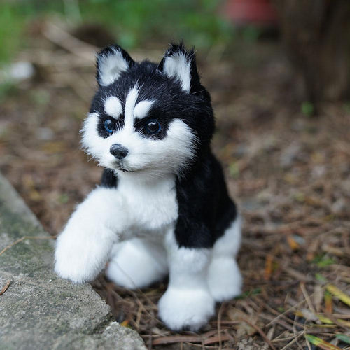Realistic White Siberian Husky Dog Plush Stuffed Toy