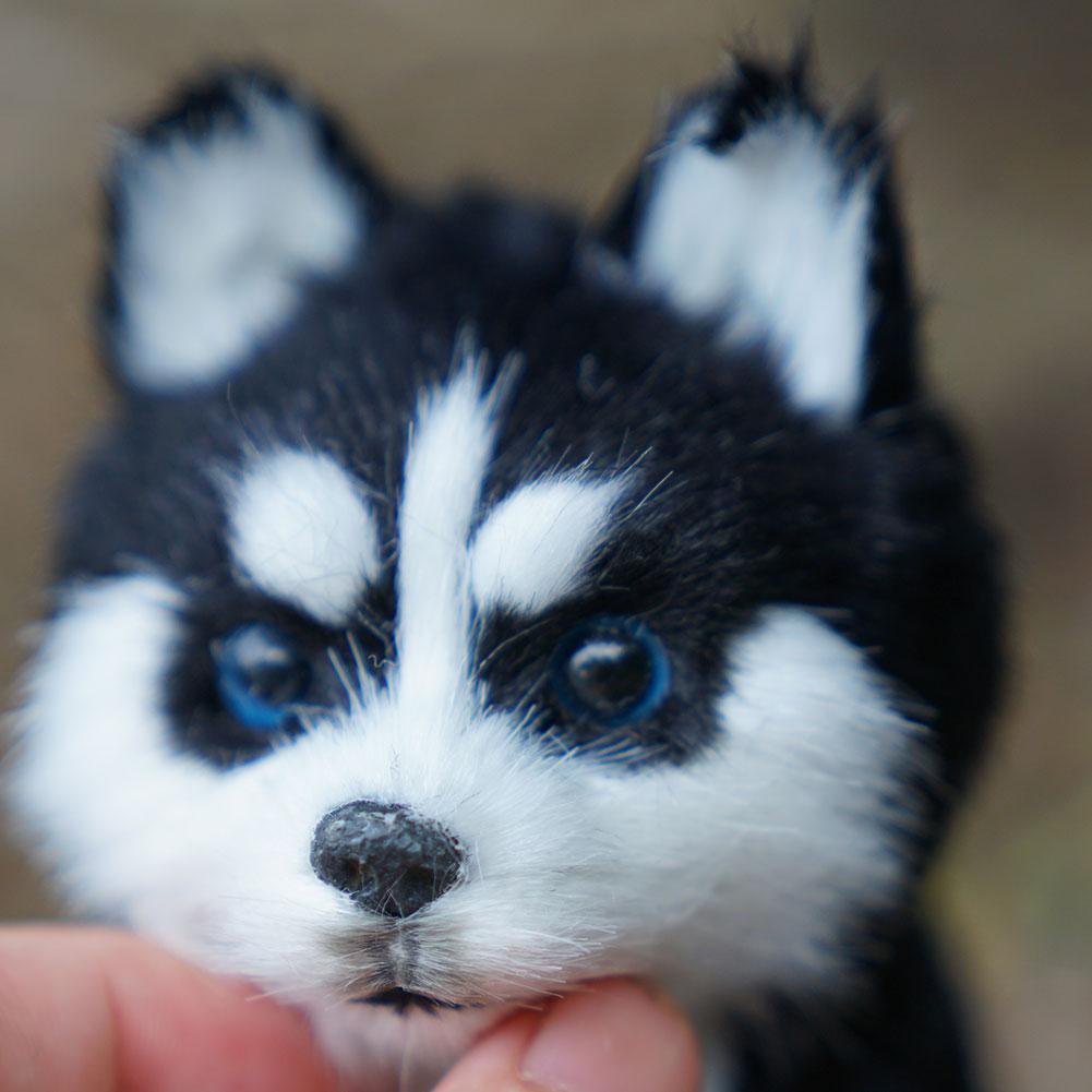 Realistic White Siberian Husky Dog Plush Stuffed Toy