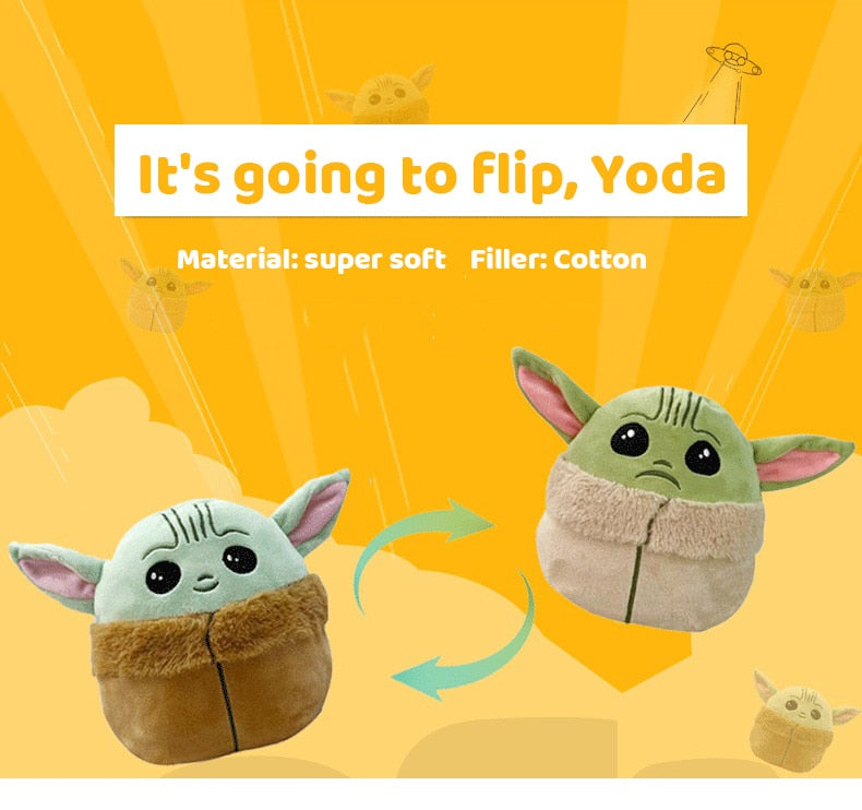 Plush Baby Yoda Toy Double-Sided 7"